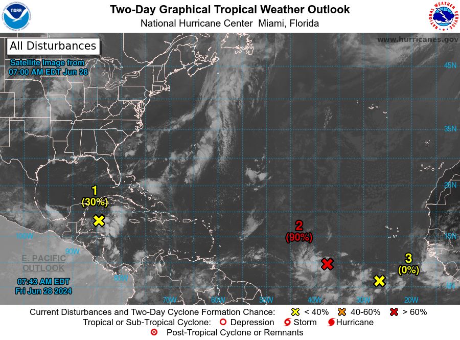 Las lluvias y tormentas eléctricas asociadas con este sistema están mostrando signos claros de organización