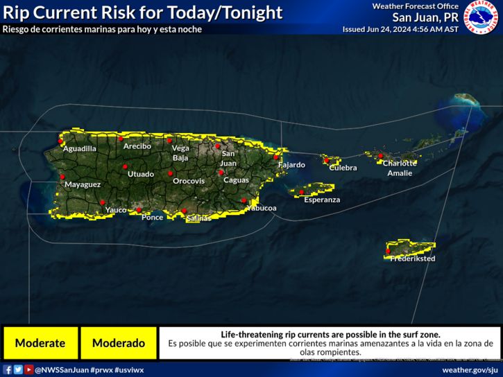 El Tiempo para Utuado y todo Puerto Rico - lunes 24 de junio de 2024