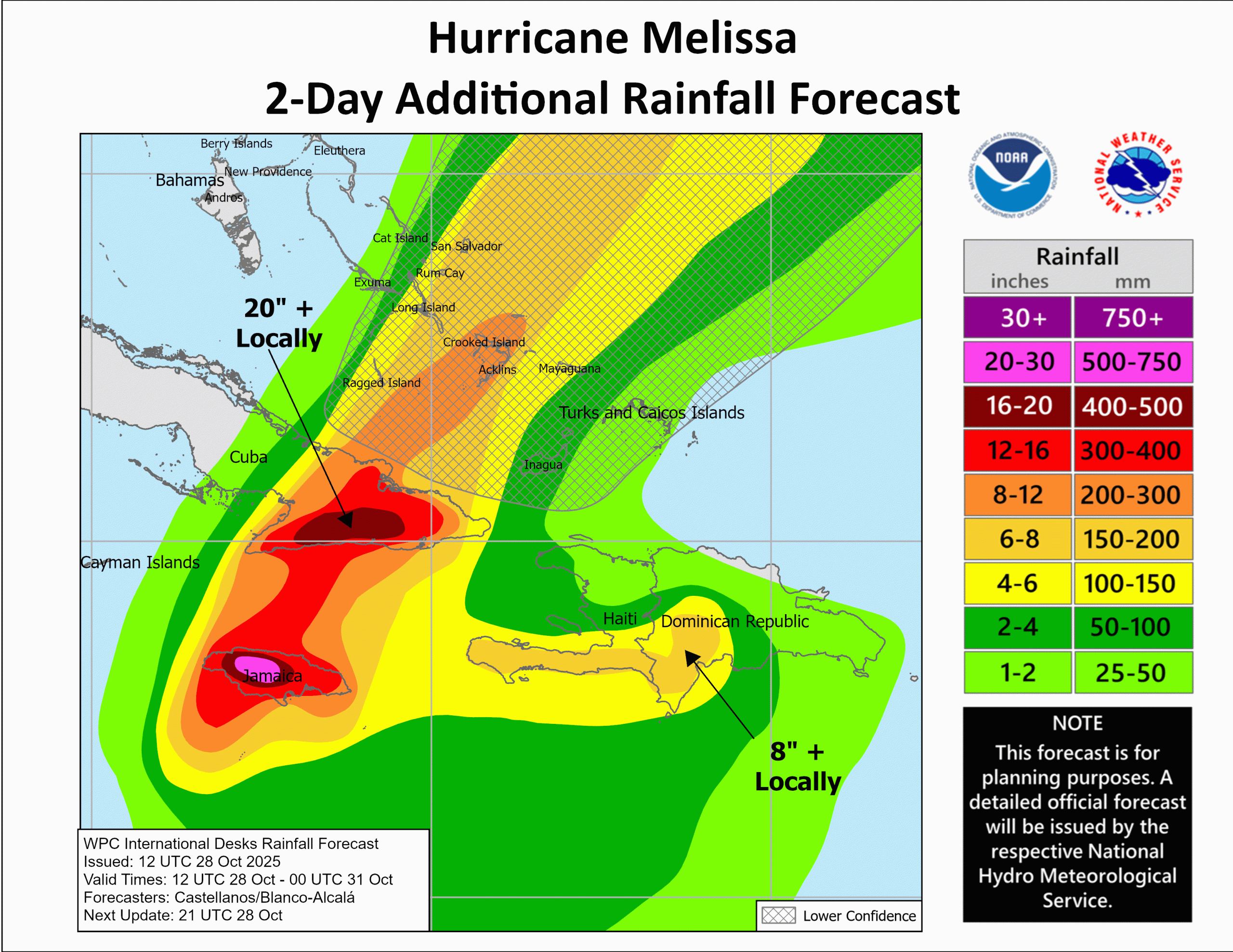 This graphic is created by the NWS/NCEP Weather Prediction Center (WPC) and shows rainfall potential when a tropical cyclone threatens land.